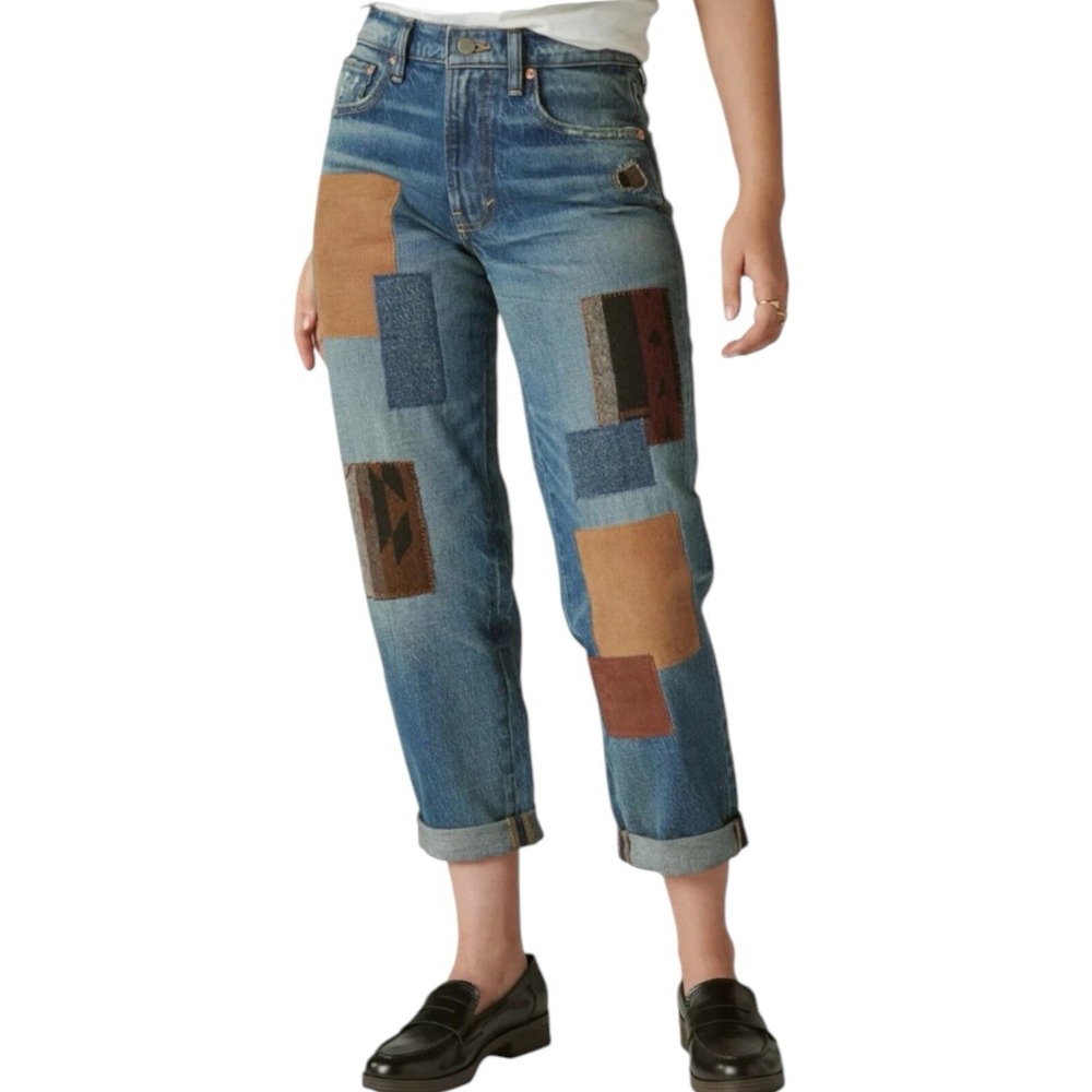 Lucky Brand Lucky Legend Jeans 6 28R Patchwork Hemp Boy Mid Rise Relax Straight